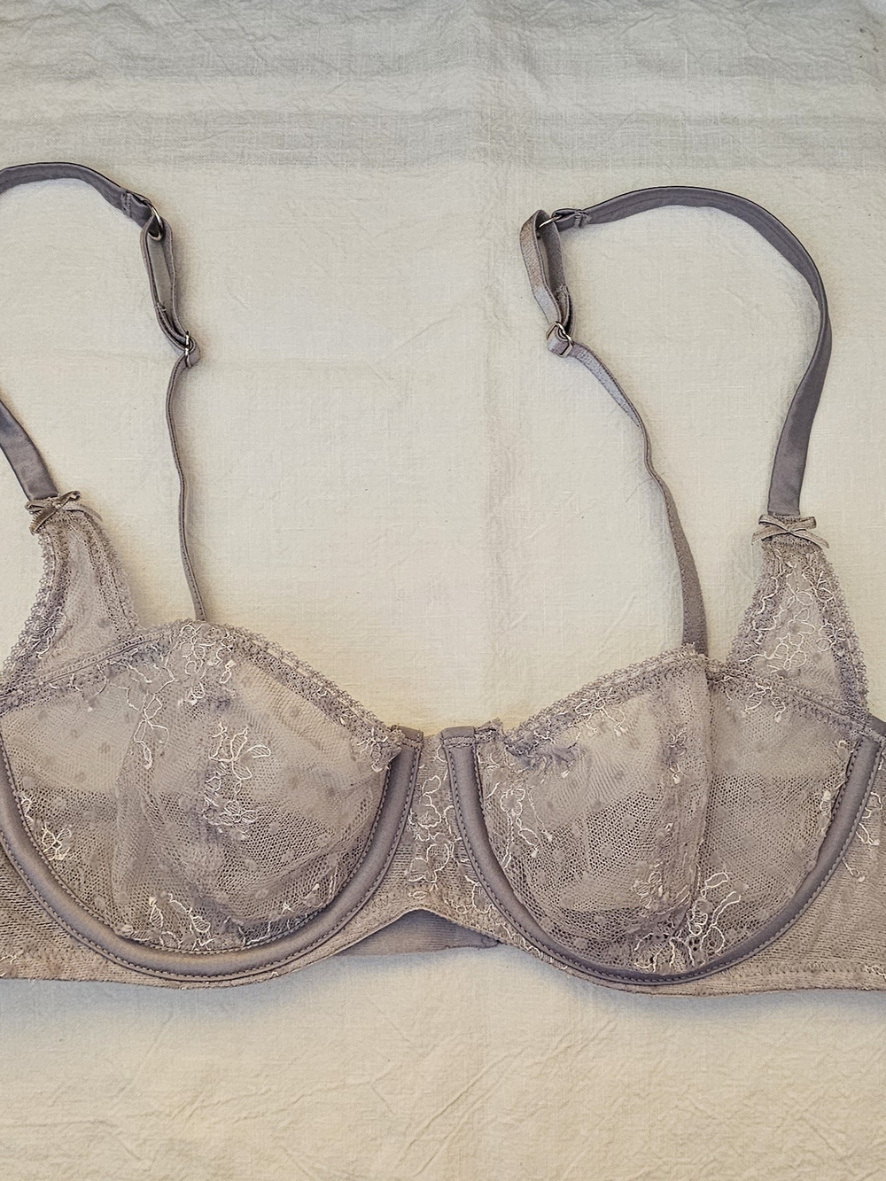 Victoria's Secret Grey Lace Balconet Bra. Size 34B.